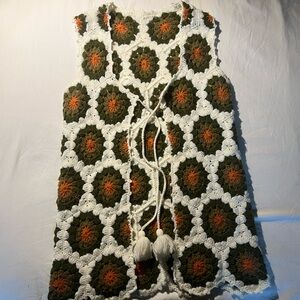 70s Crochet Vest with Floral Details